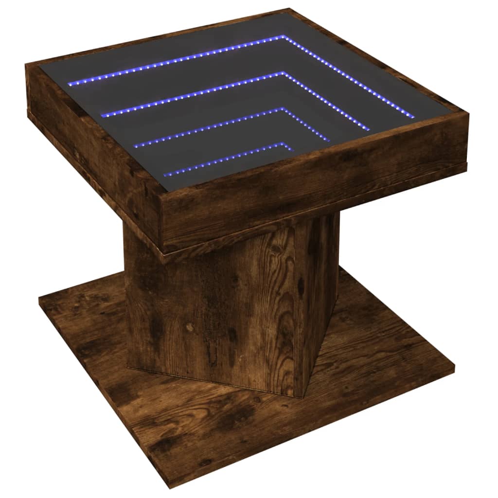 Mesa de centro c/ leds 50x50x45 madeira processada