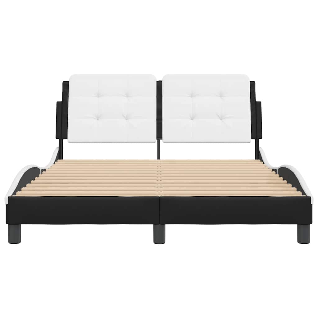Estrutura de cama sem colchão zadar couro artif. 140x190cm preto/branco