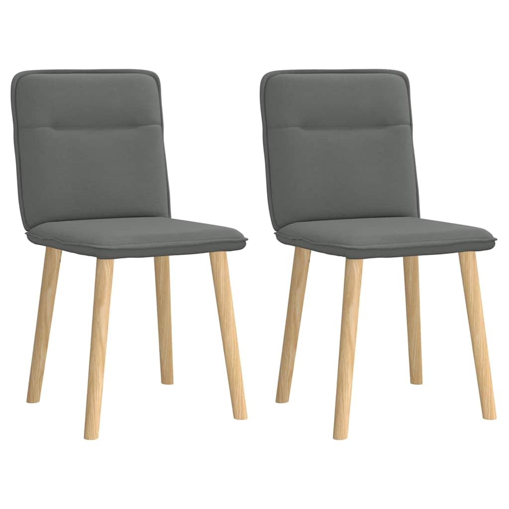 Cadeiras de jantar 2 pcs tecido cinzento-escuro