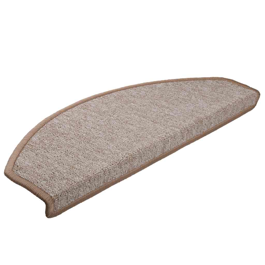 Tapetes de escada 30 peças 65x24x4 cm marrom claro meio redondo grande