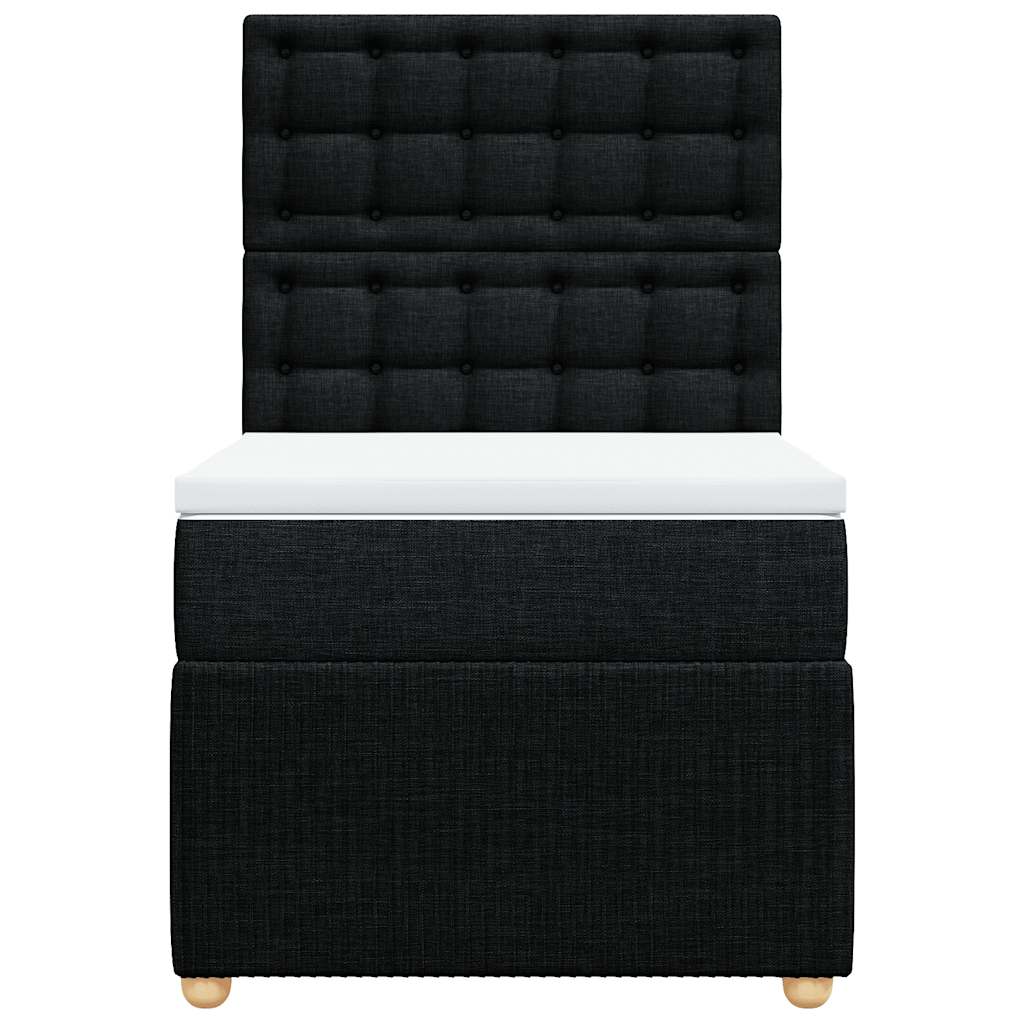 Cama com molas/colchão 80x200 cm tecido preto