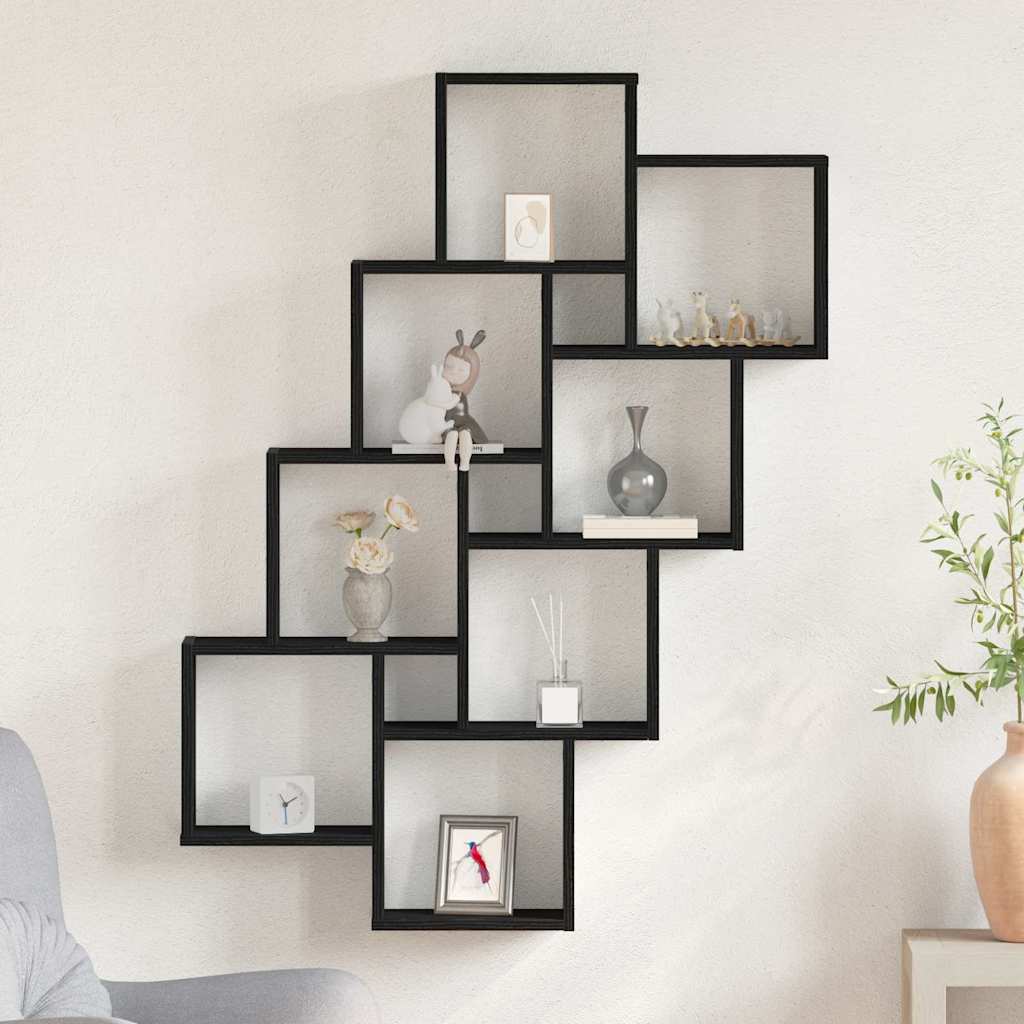 Prateleira de parede montagem na parede carvalho preto