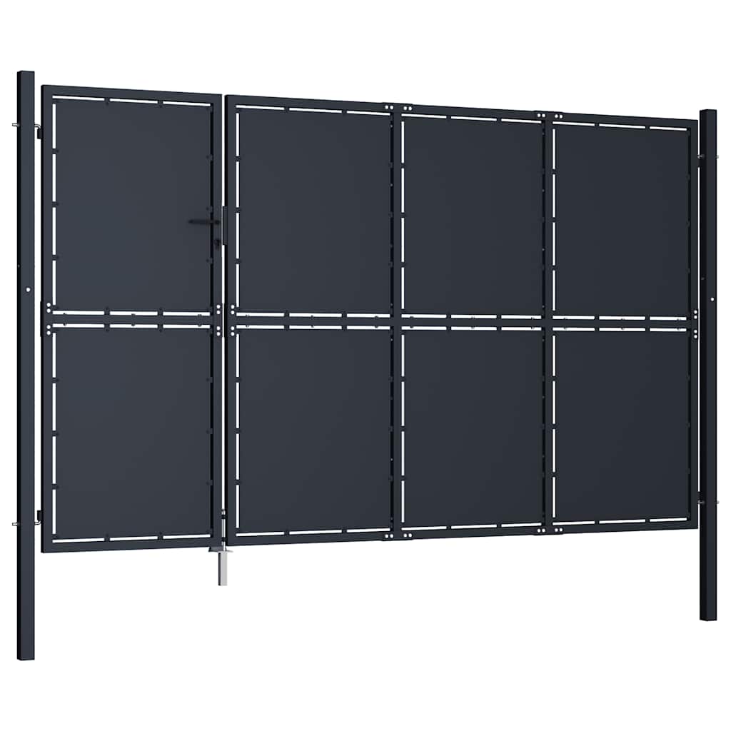 Portão de jardim em aço 350 x 175 cm antracite