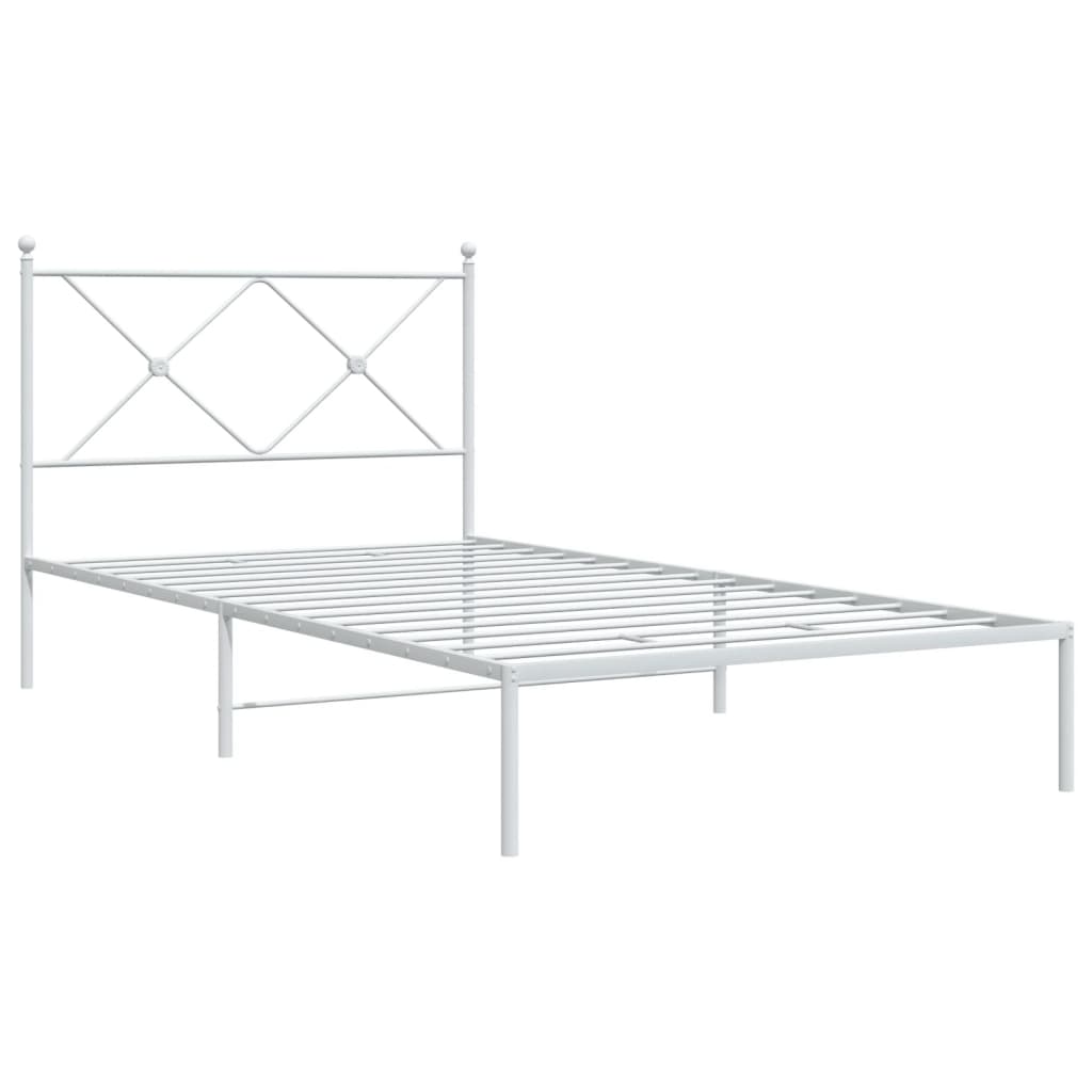 Estrutura de cama com cabeceira 100x200 cm metal branco