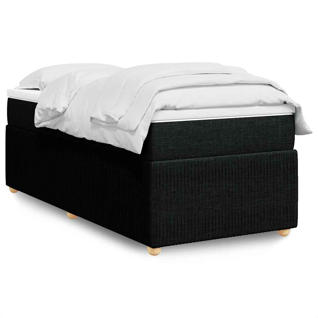 Cama com molas/colchão 90x200 cm tecido preto