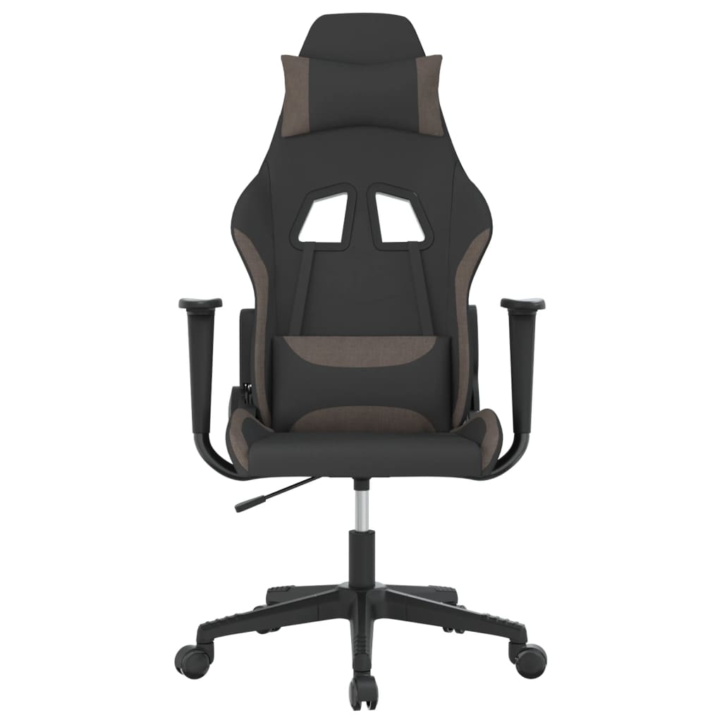 Cadeira de gaming tecido preto e cinzento-acastanhado