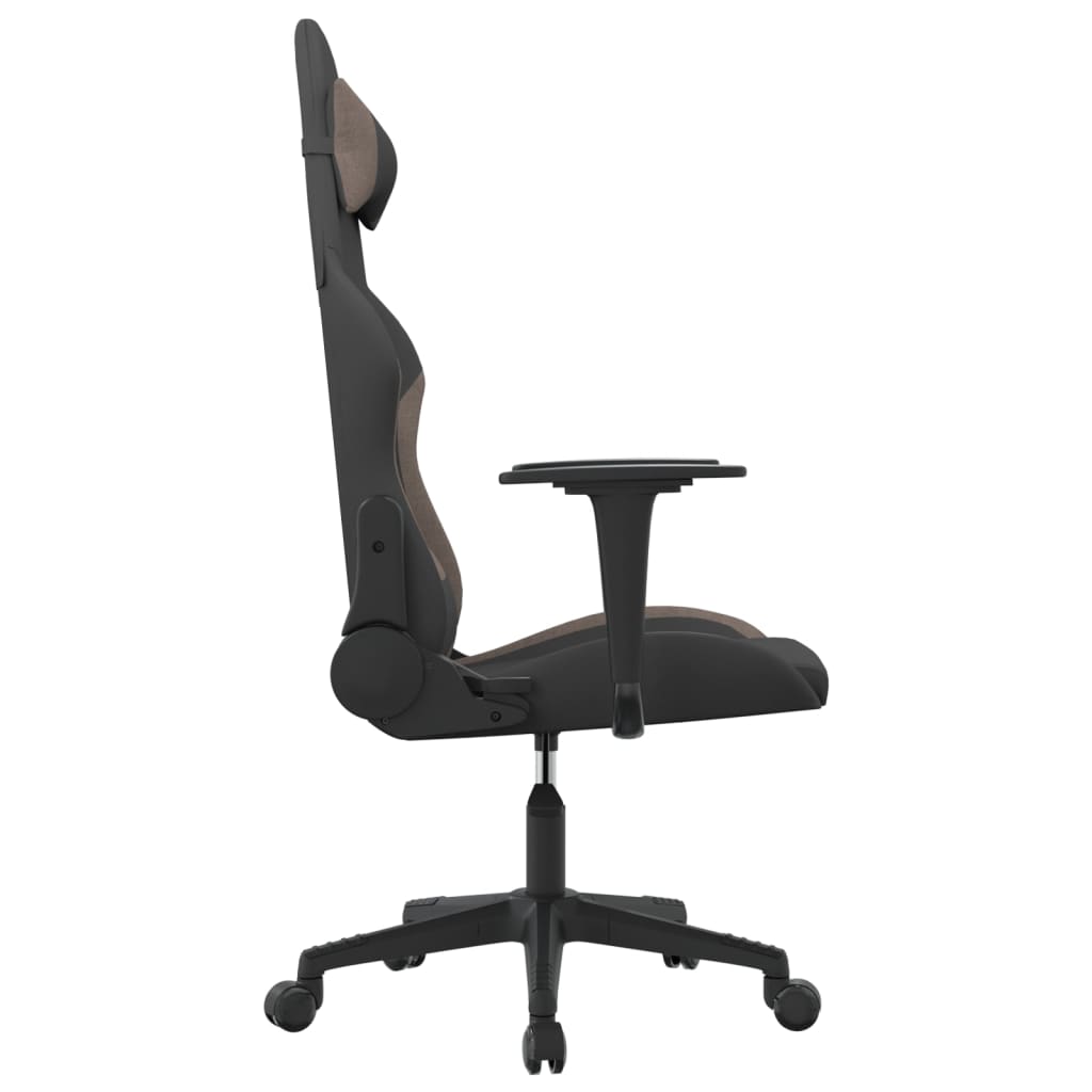 Cadeira de gaming tecido preto e cinzento-acastanhado