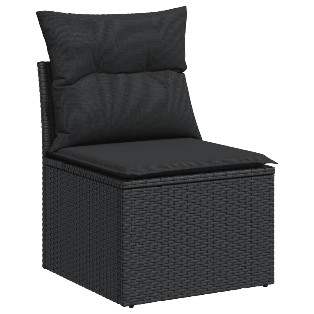 6 Pcs conjunto sofás de jardim c/ almofadões vime PE preto
