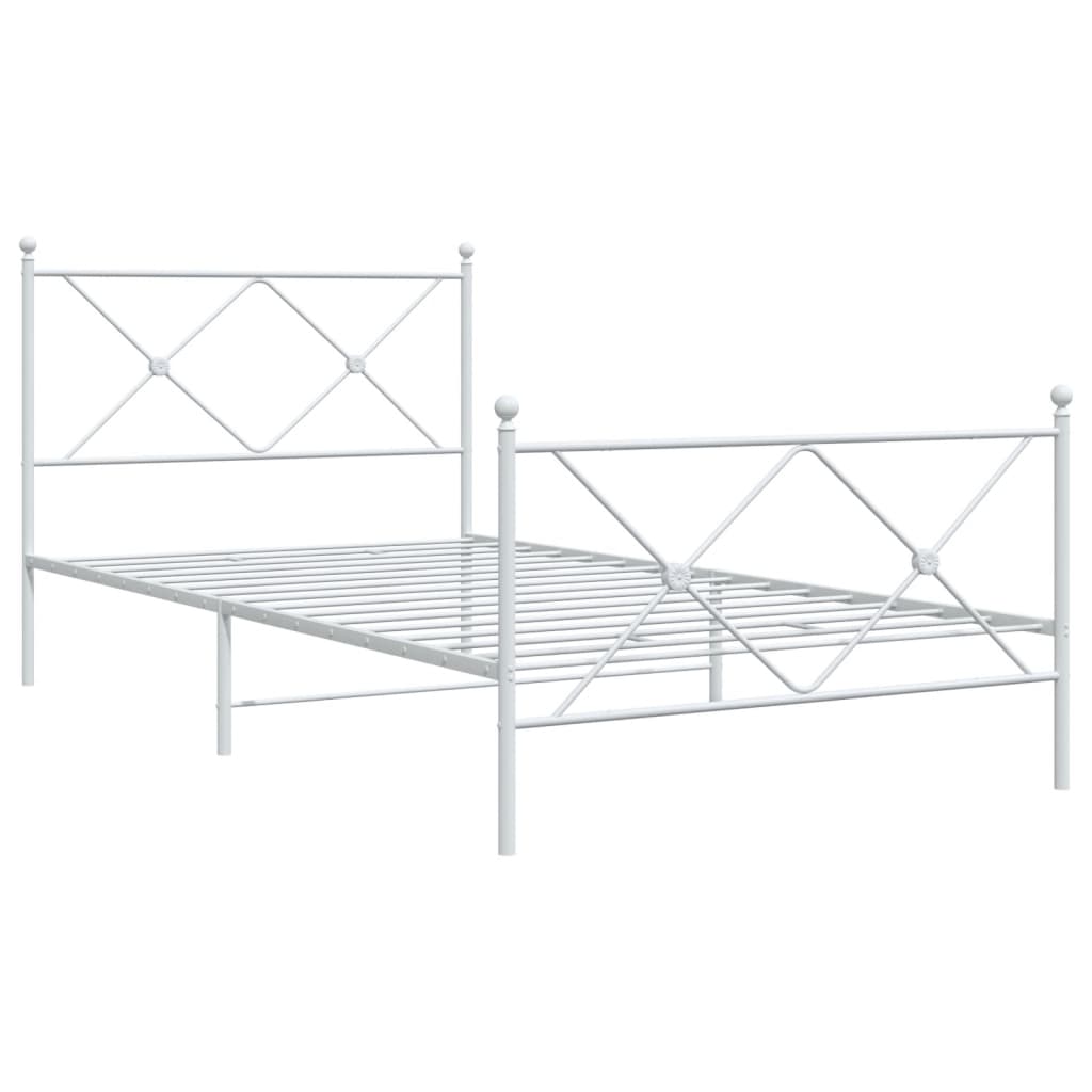 Estrutura de cama com cabeceira e pés 107x203 cm metal branco