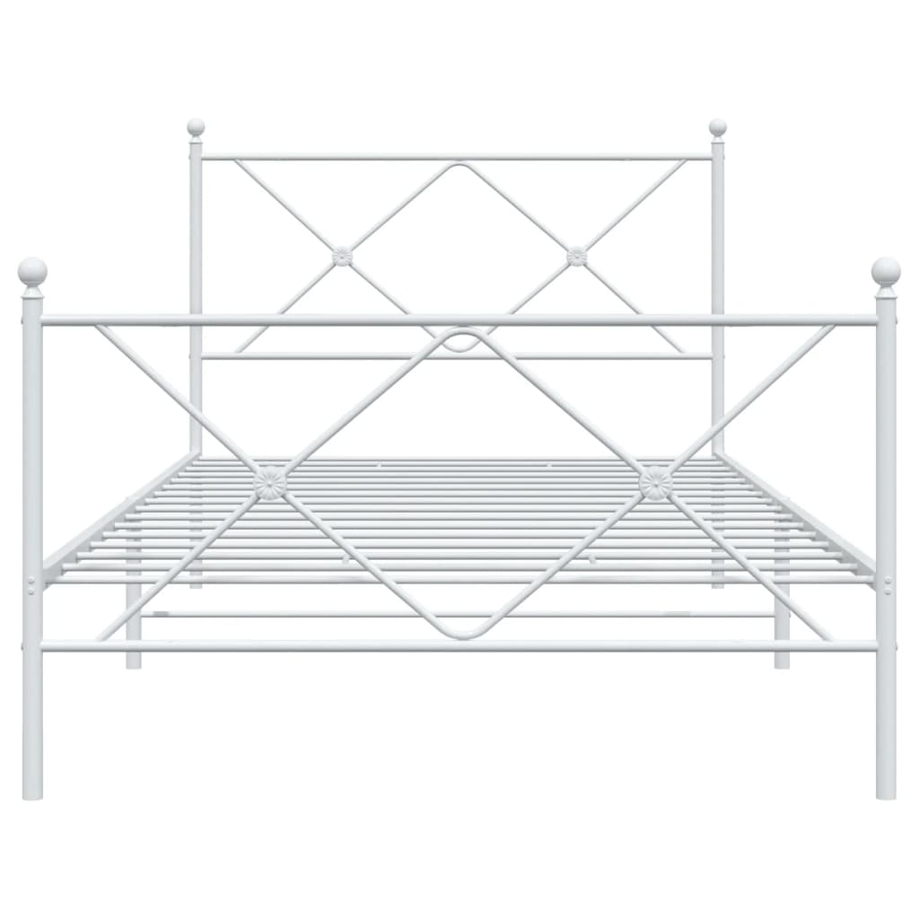 Estrutura de cama com cabeceira e pés 107x203 cm metal branco