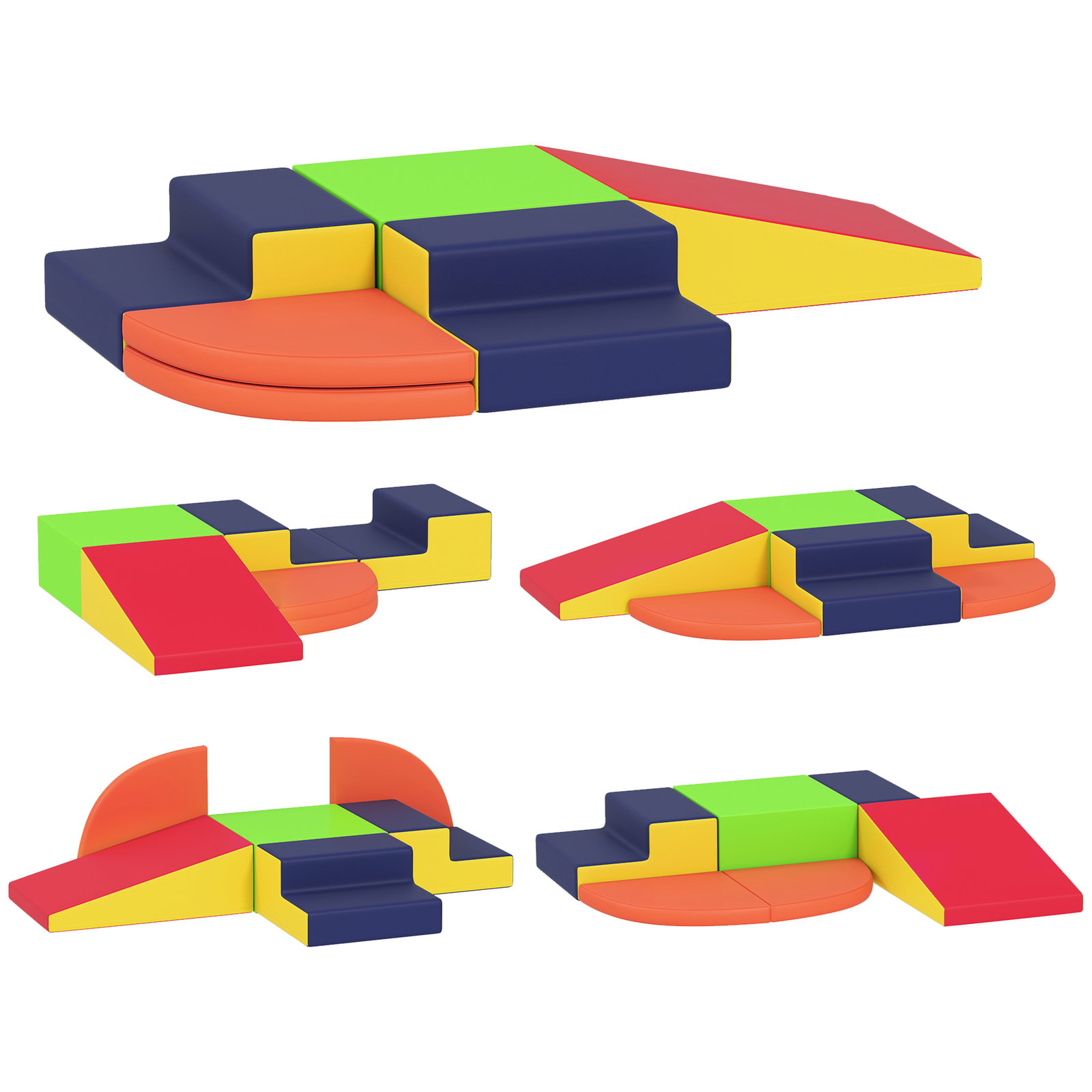 Conjunto de 6 blocos de espuma para crianças com base antiderrapante para escalar e gatinhar multicolor