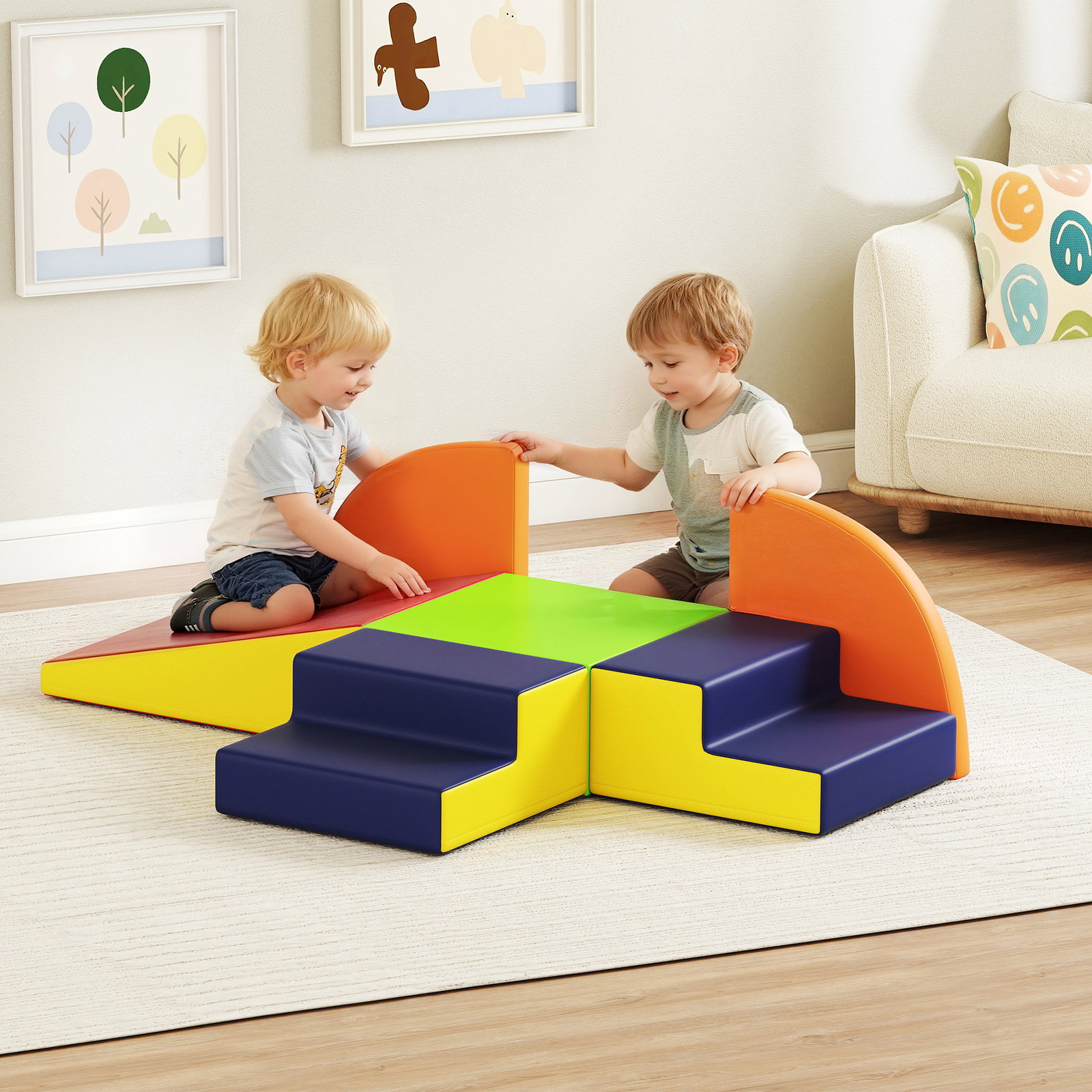 Conjunto de 6 blocos de espuma para crianças com base antiderrapante para escalar e gatinhar multicolor