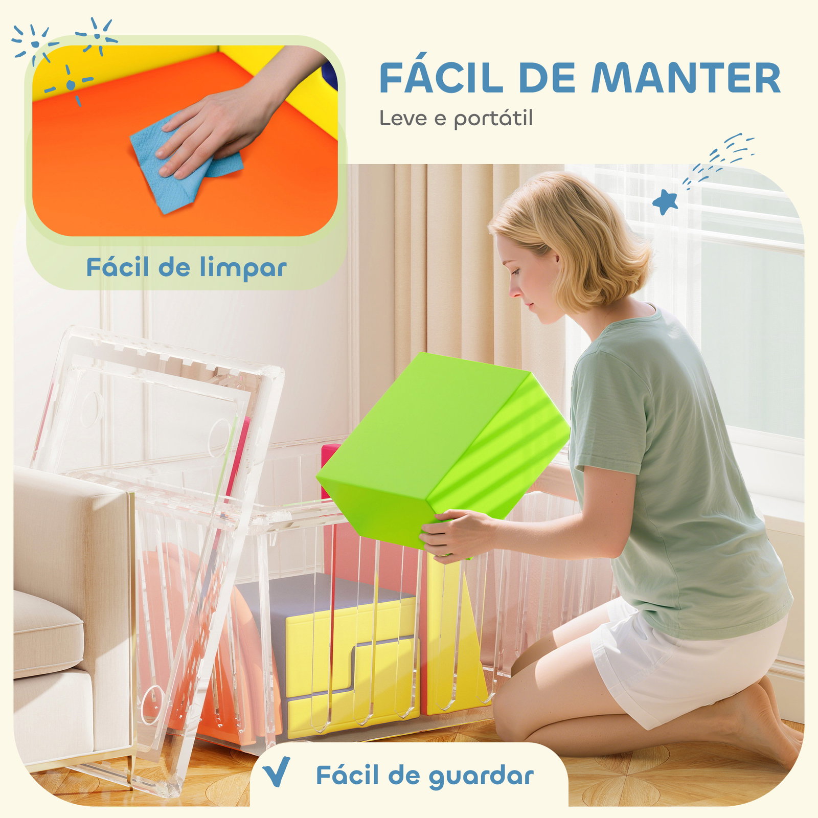 Conjunto de 6 blocos de espuma para crianças com base antiderrapante para escalar e gatinhar multicolor