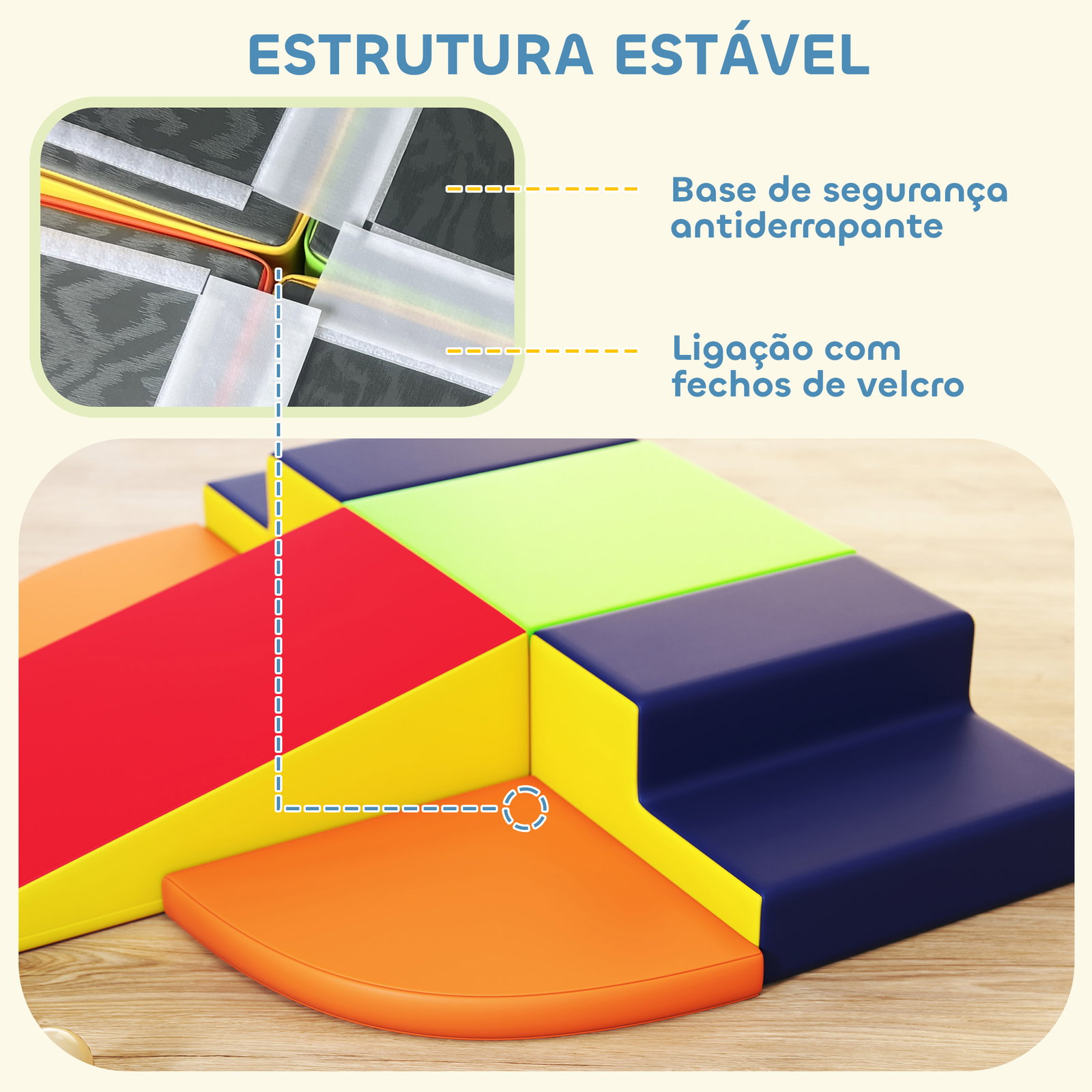 Conjunto de 6 blocos de espuma para crianças com base antiderrapante para escalar e gatinhar multicolor