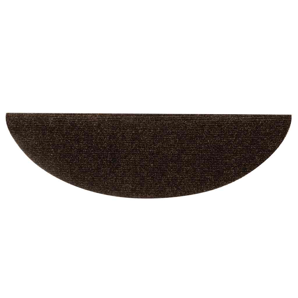 Tapetes de escada autoadesivos 30 peças 56x17x3 cm marrom meia-lua