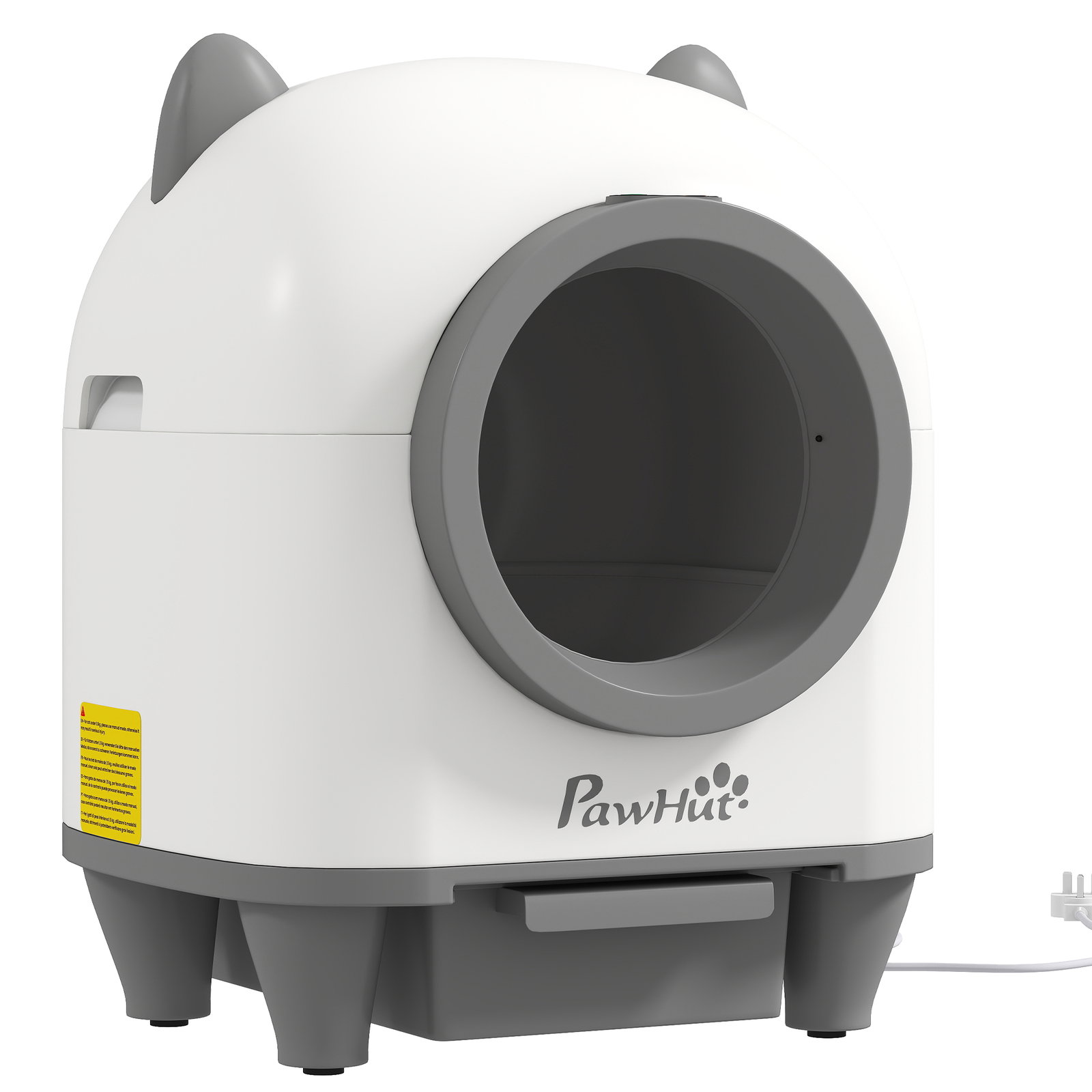 Caixa de areia autolimpante para gatos 80l com eliminação de odores e controlo por app 55,5x51x60 cm branco