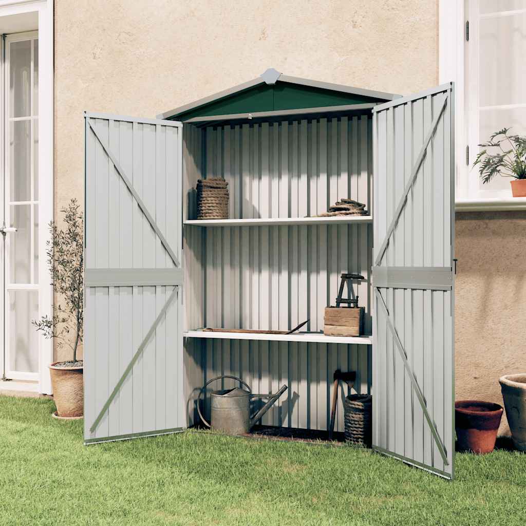 Abrigo de jardim 116x45x175 cm aço galvanizado verde