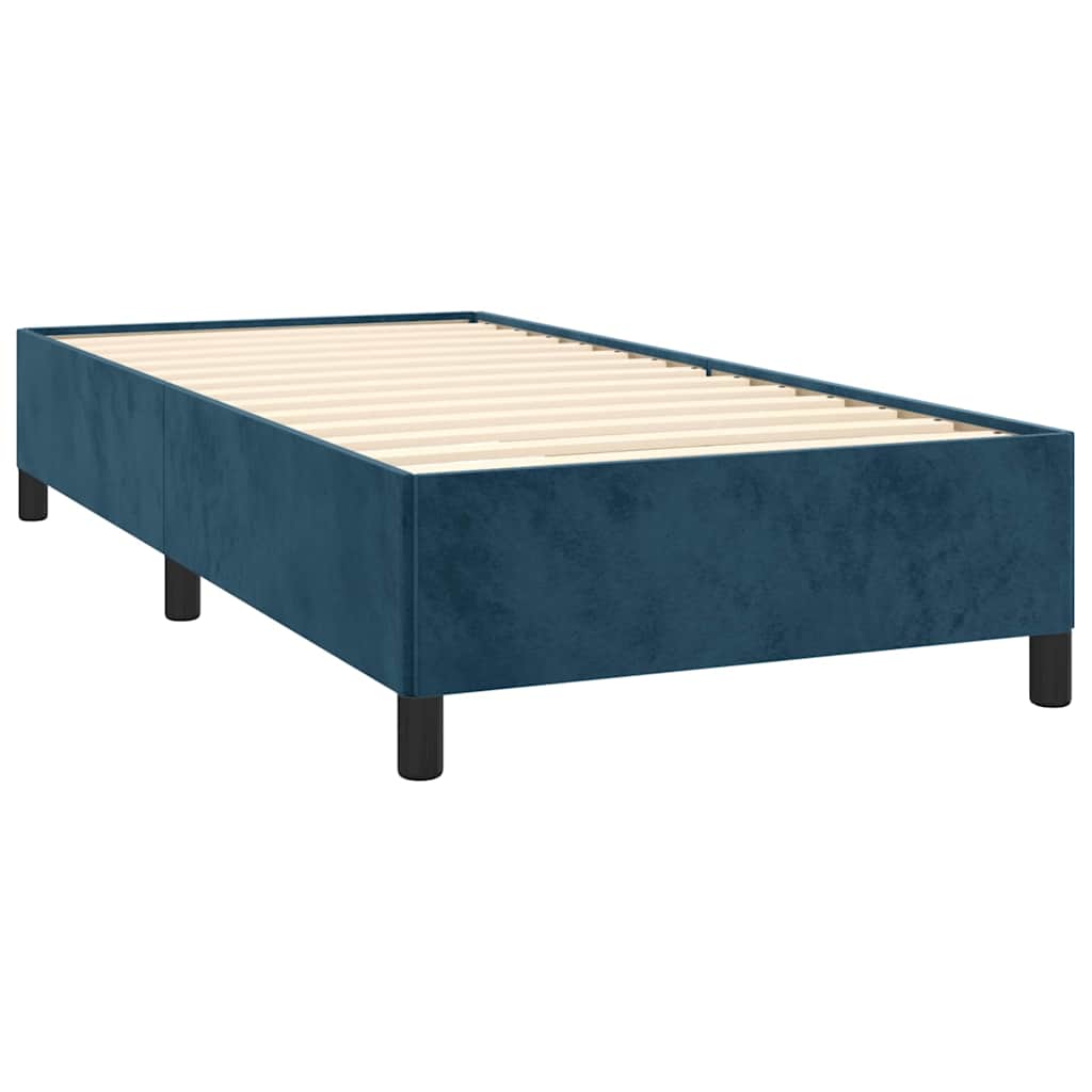 Estrutura de cama sem colchão 90x190 cm veludo azul-escuro