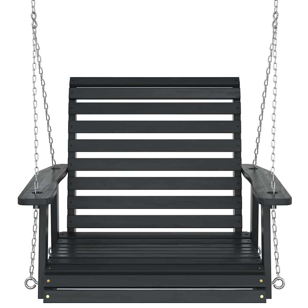Cadeira de baloiço com correntes de metal abeto maciço preto