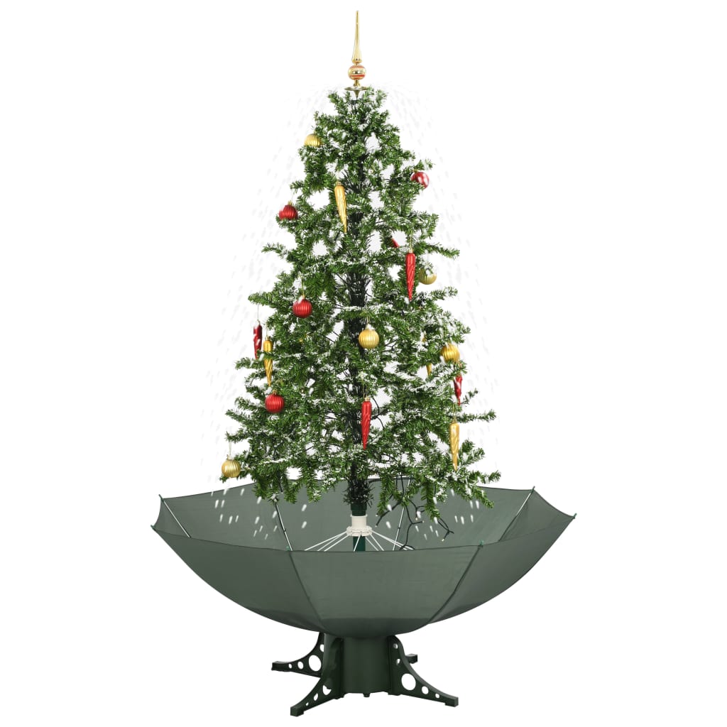 Árvore de natal com neve base formato guarda-chuva 170 cm verde