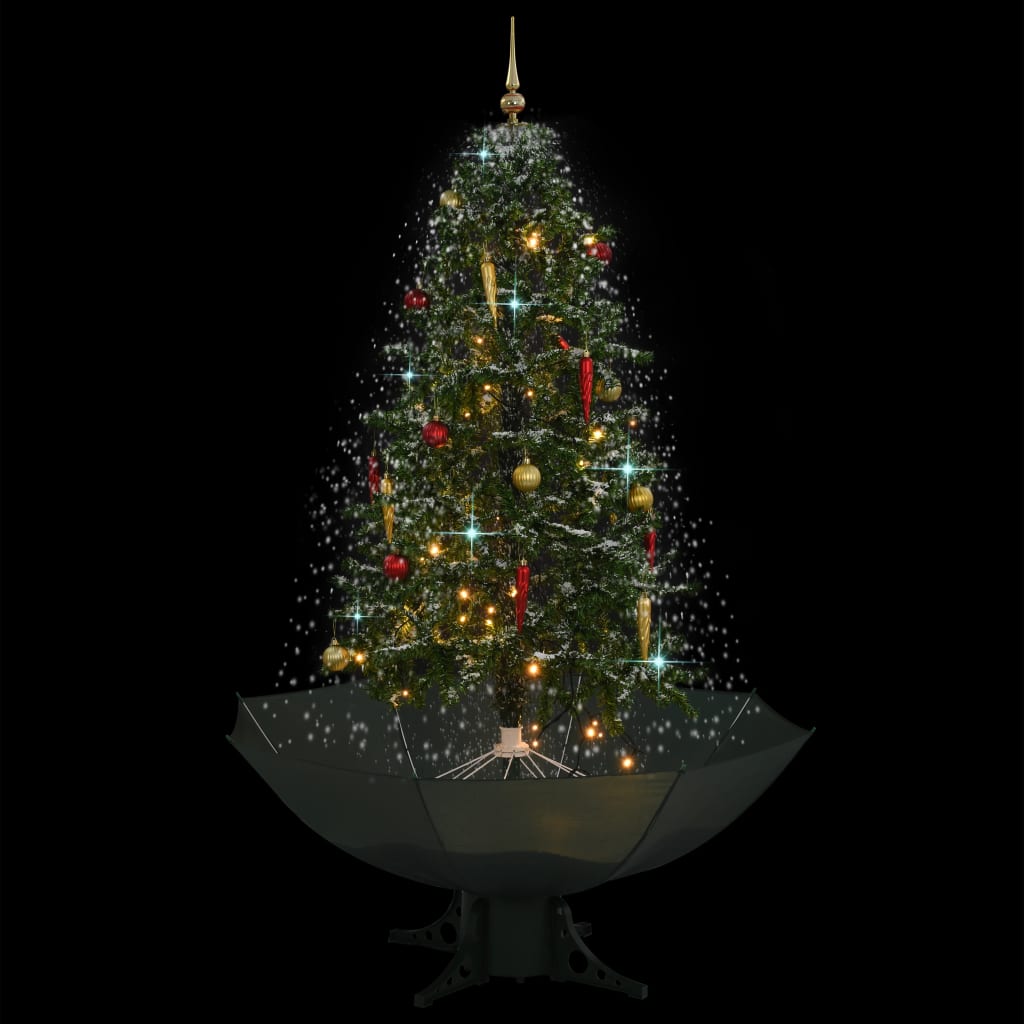 Árvore de natal com neve base formato guarda-chuva 170 cm verde