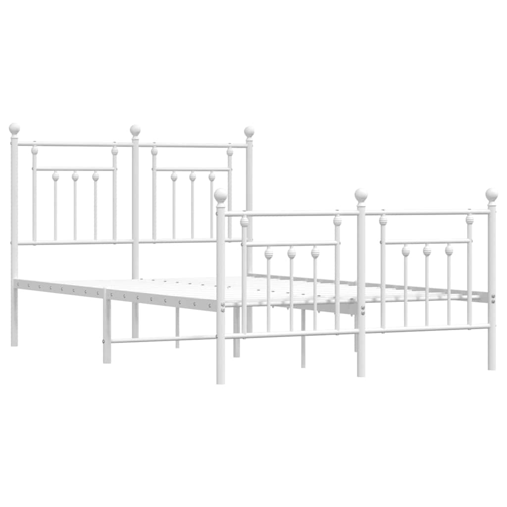 Estrutura de cama com cabeceira e pés 120x200 cm metal branco