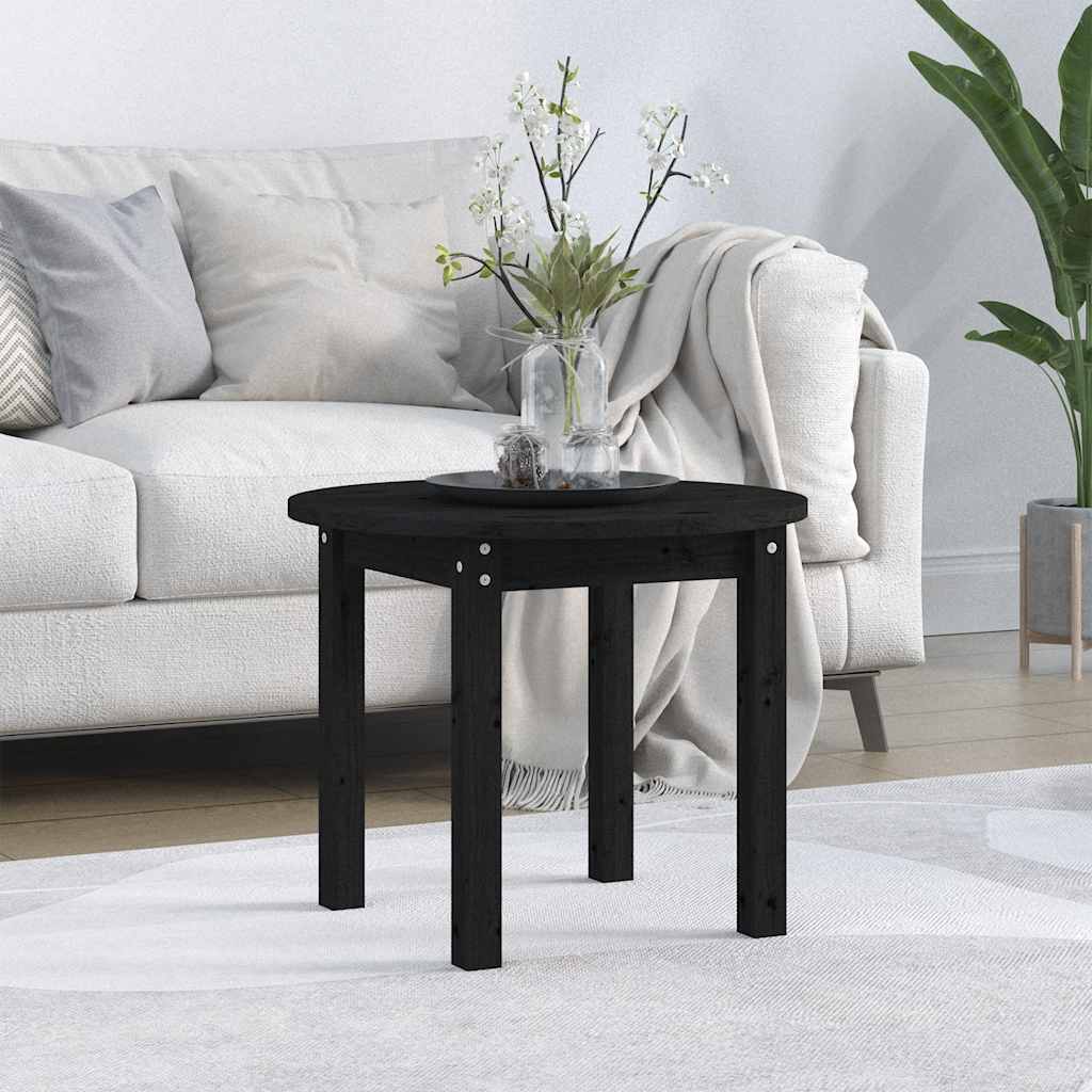 Mesa de centro ø 55x45 cm madeira de pinho maciça preto