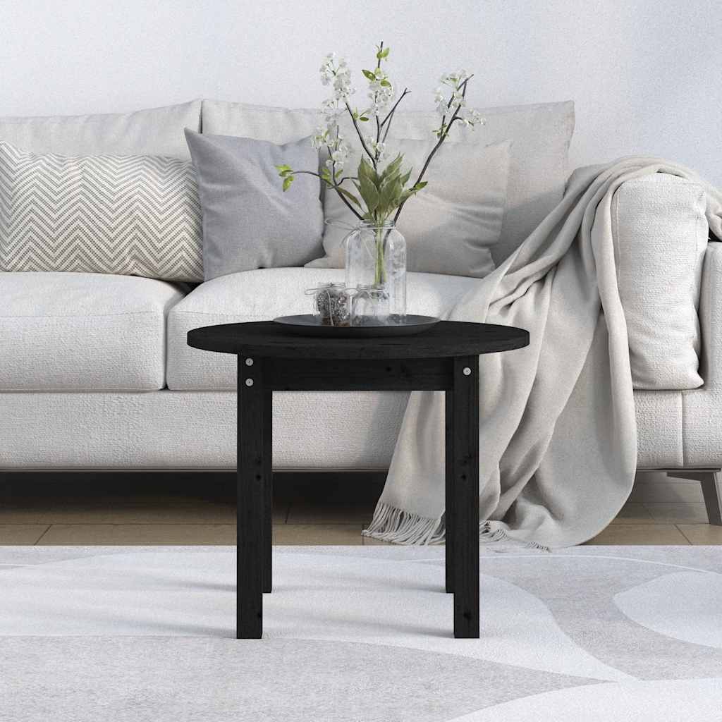 Mesa de centro ø 55x45 cm madeira de pinho maciça preto
