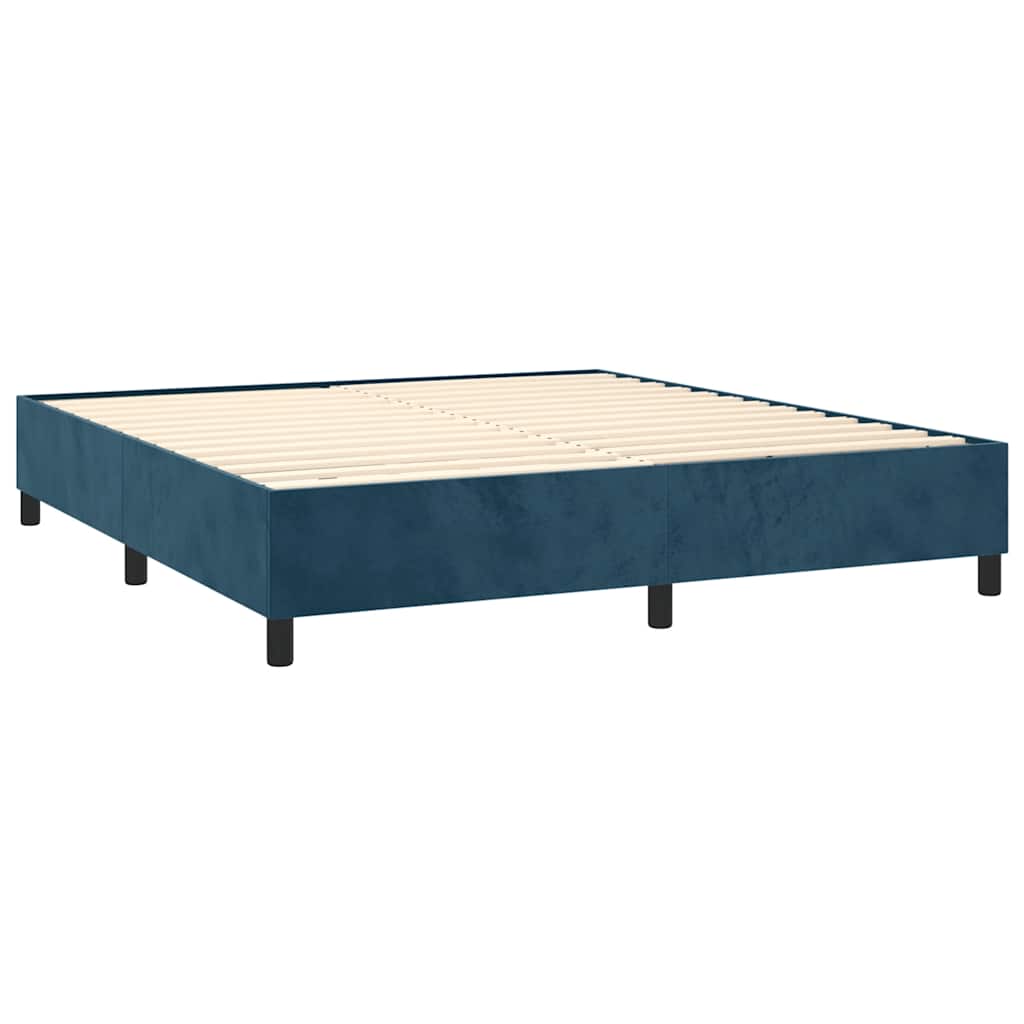 Estrutura de cama com molas 200x200 cm veludo azul-escuro