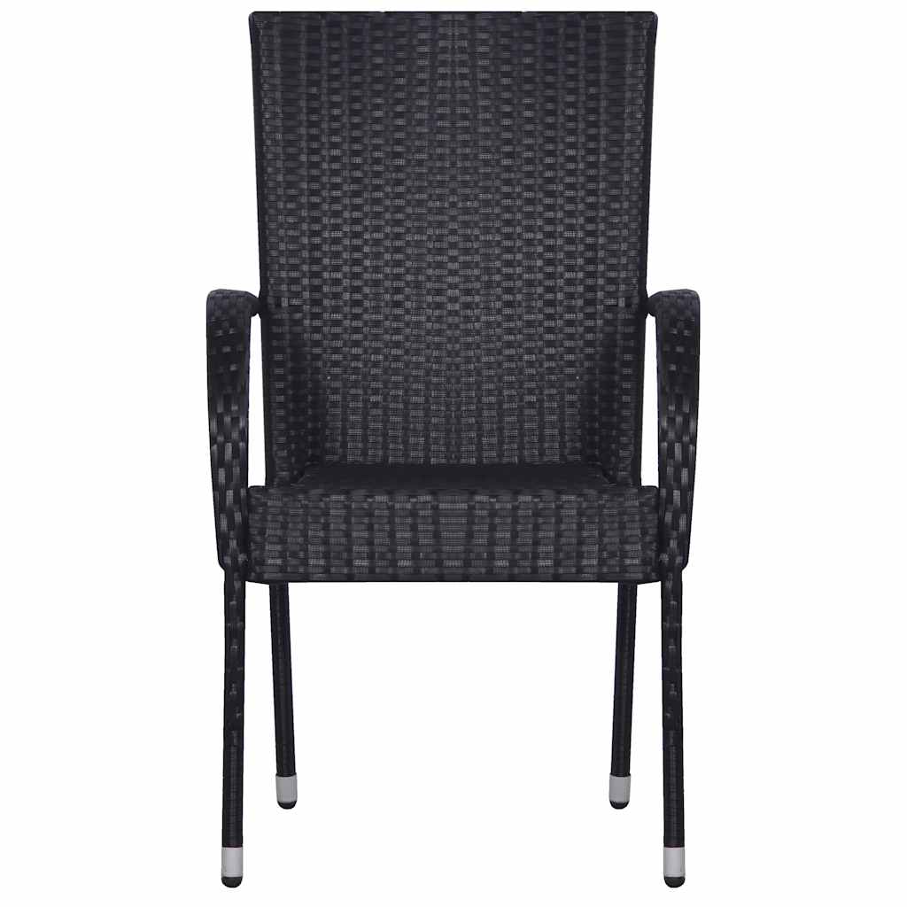 3 Pcs conjunto de jantar para jardim vime PE preto