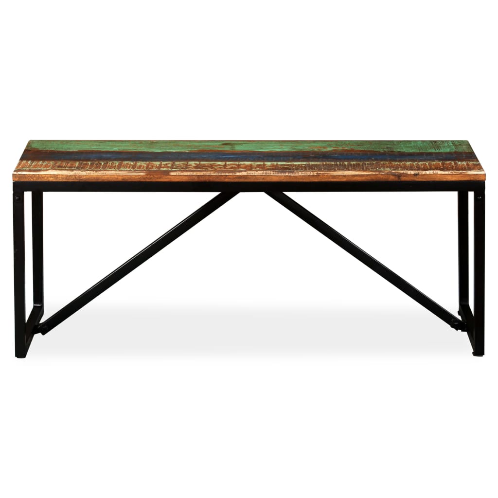 Banco em madeira recuperada maciça 110x35x45 cm