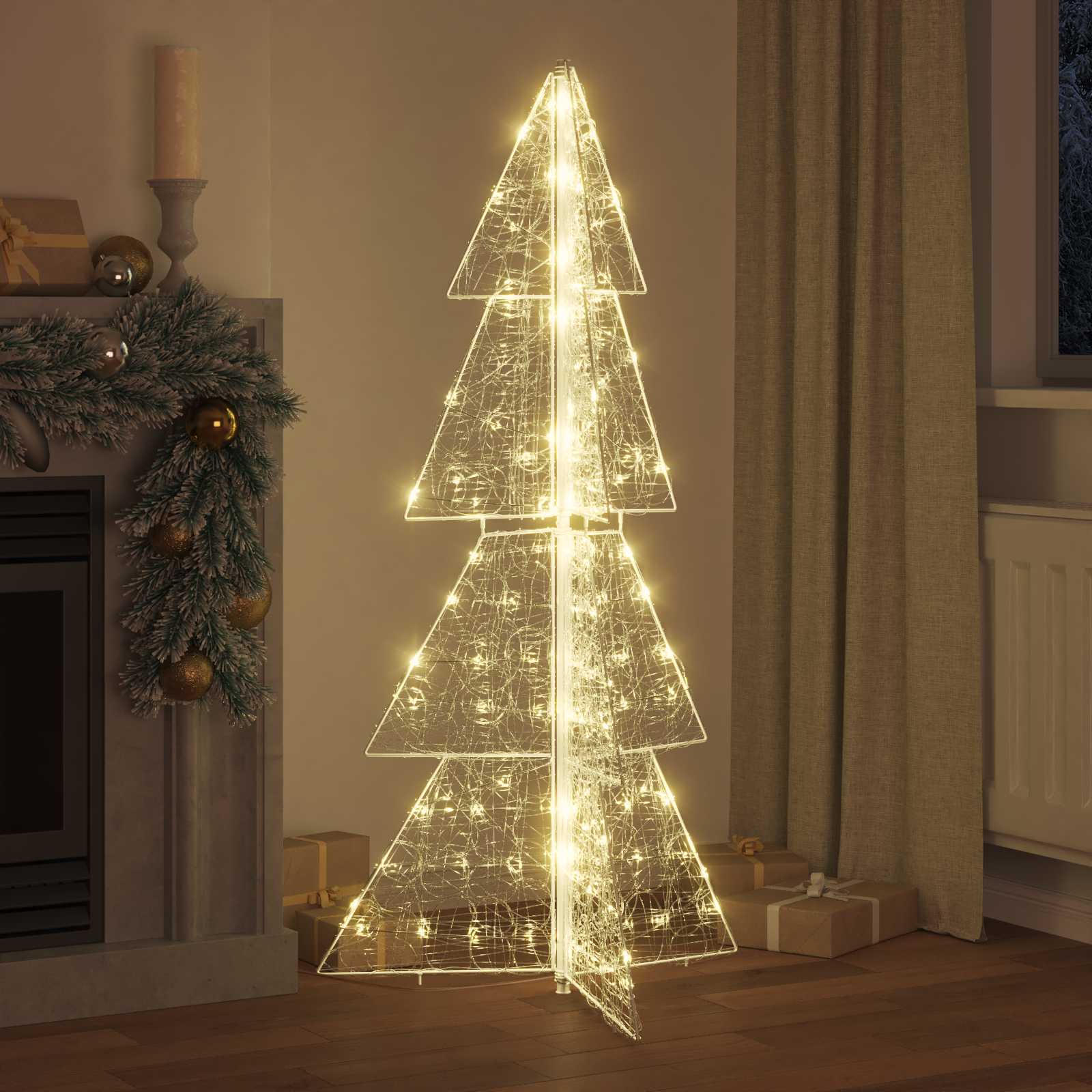 Árvore de natal com 160 leds branco quente 150 cm acrílo