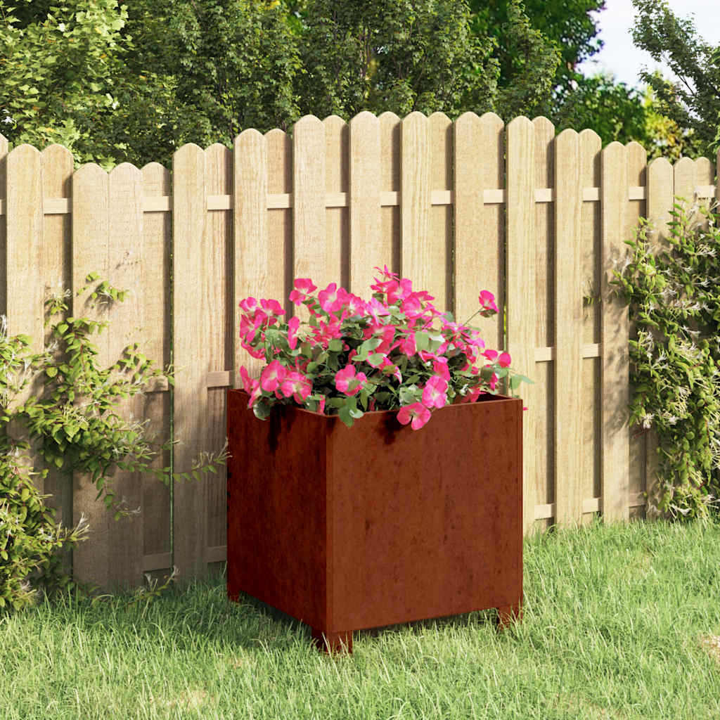 Vaso/floreira com pernas 30x30x30 cm aço corten cor enferrujado