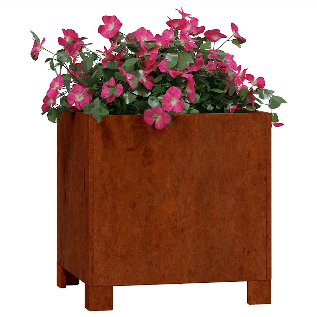 Vaso/floreira com pernas 30x30x30 cm aço corten cor enferrujado