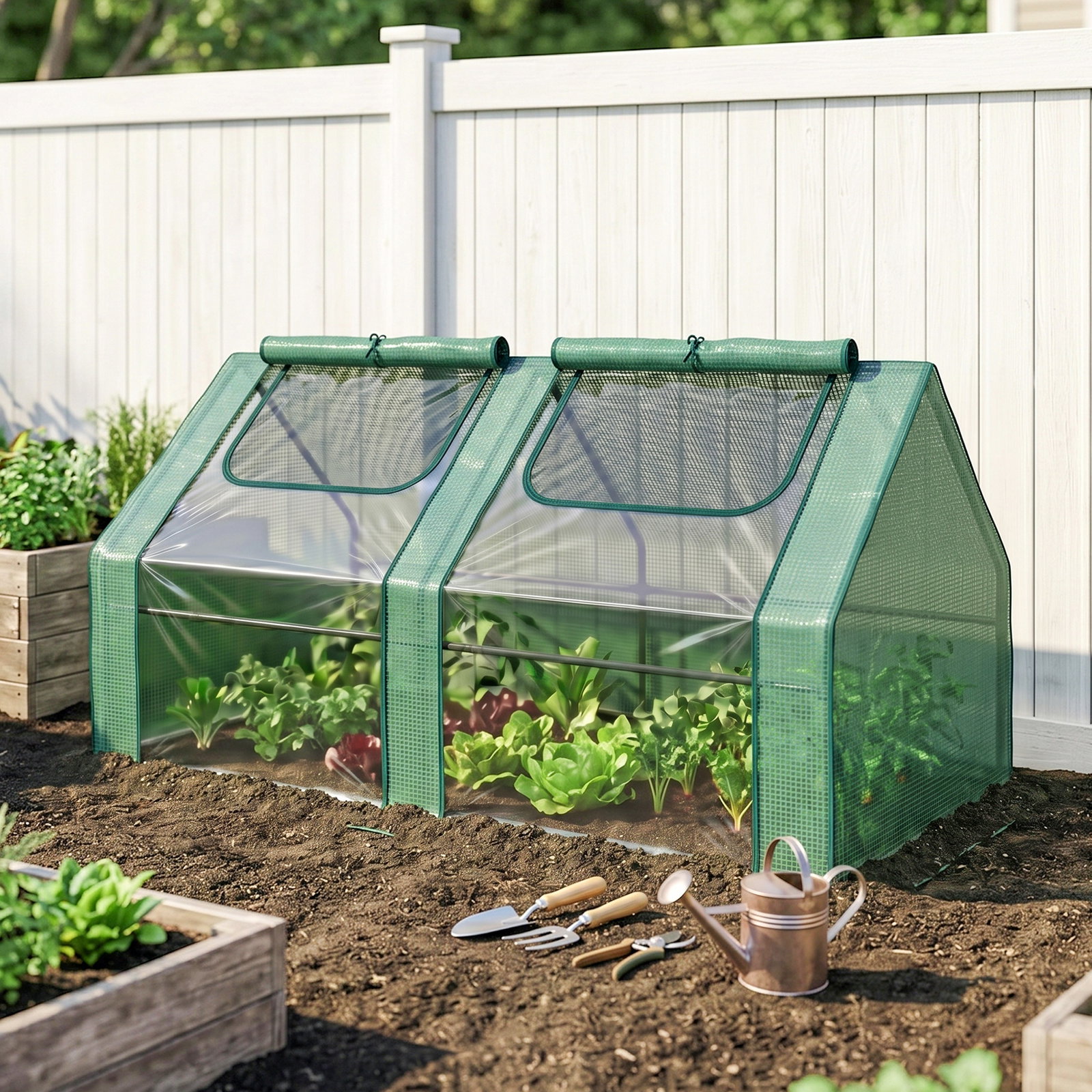 Estufa Pequena Estufa de Exterior com Proteção Dupla Janelas Estufa para Cultivos de Plantas e Flores 180x90x90 cm Verde