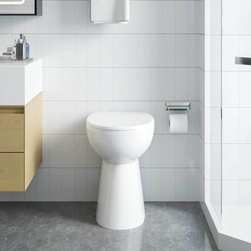 Sanita sem rebordo 7 cm altura extra fecho suave cerâmica branco