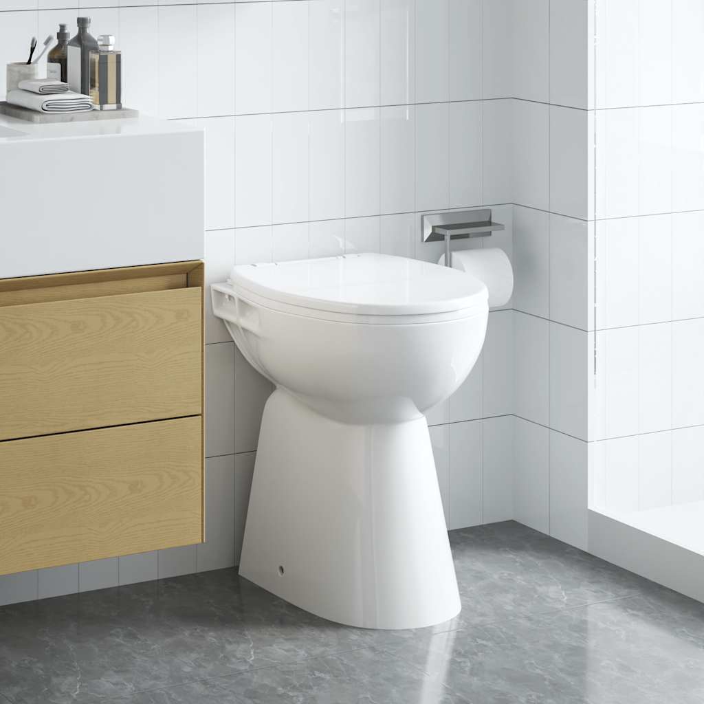 Sanita sem rebordo 7 cm altura extra fecho suave cerâmica branco