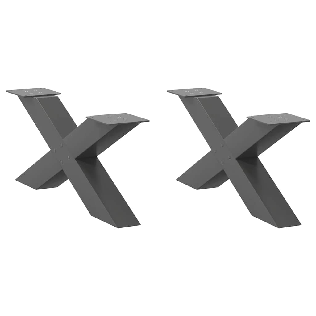Pés para mesa de centro em formato de x, 2 peças, antracite, 70x(30-31) cm, aço