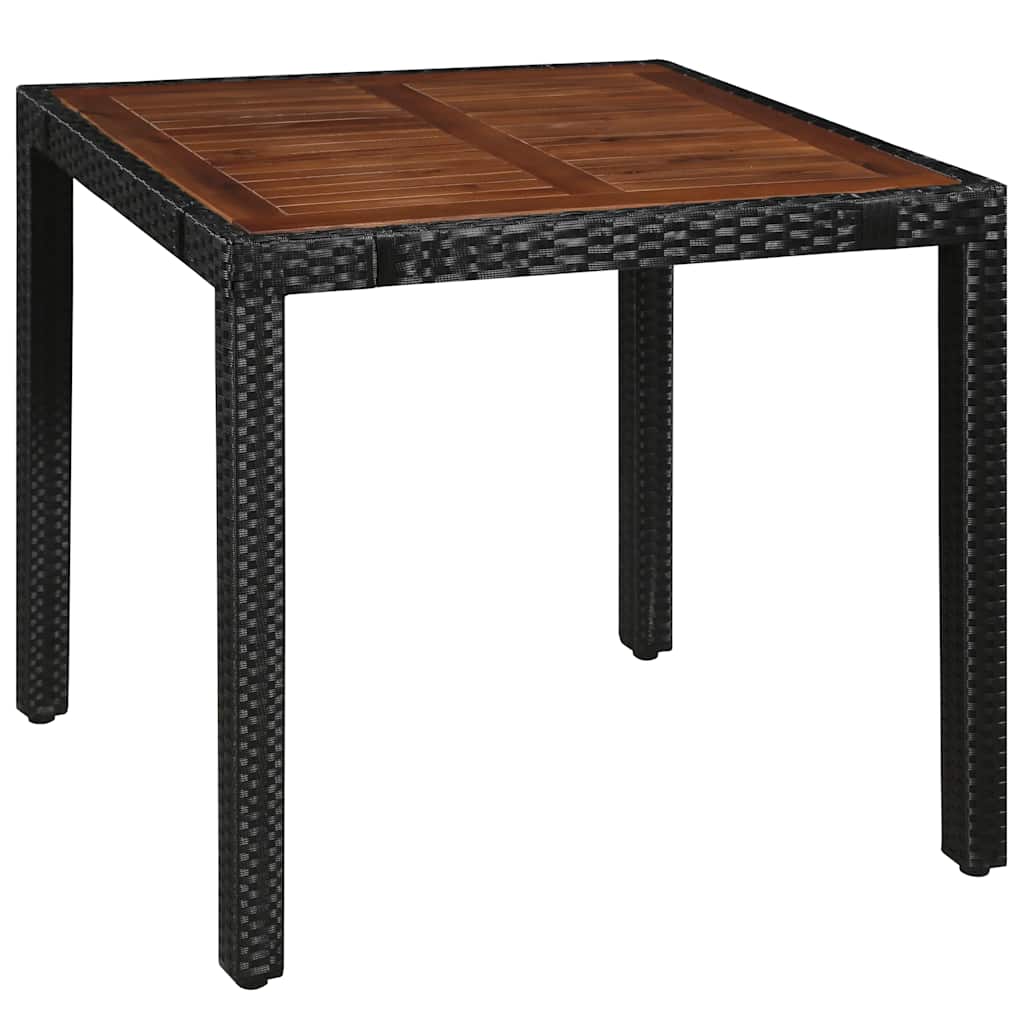 5 Pcs conjunto jantar exterior vime PE e madeira acácia preto