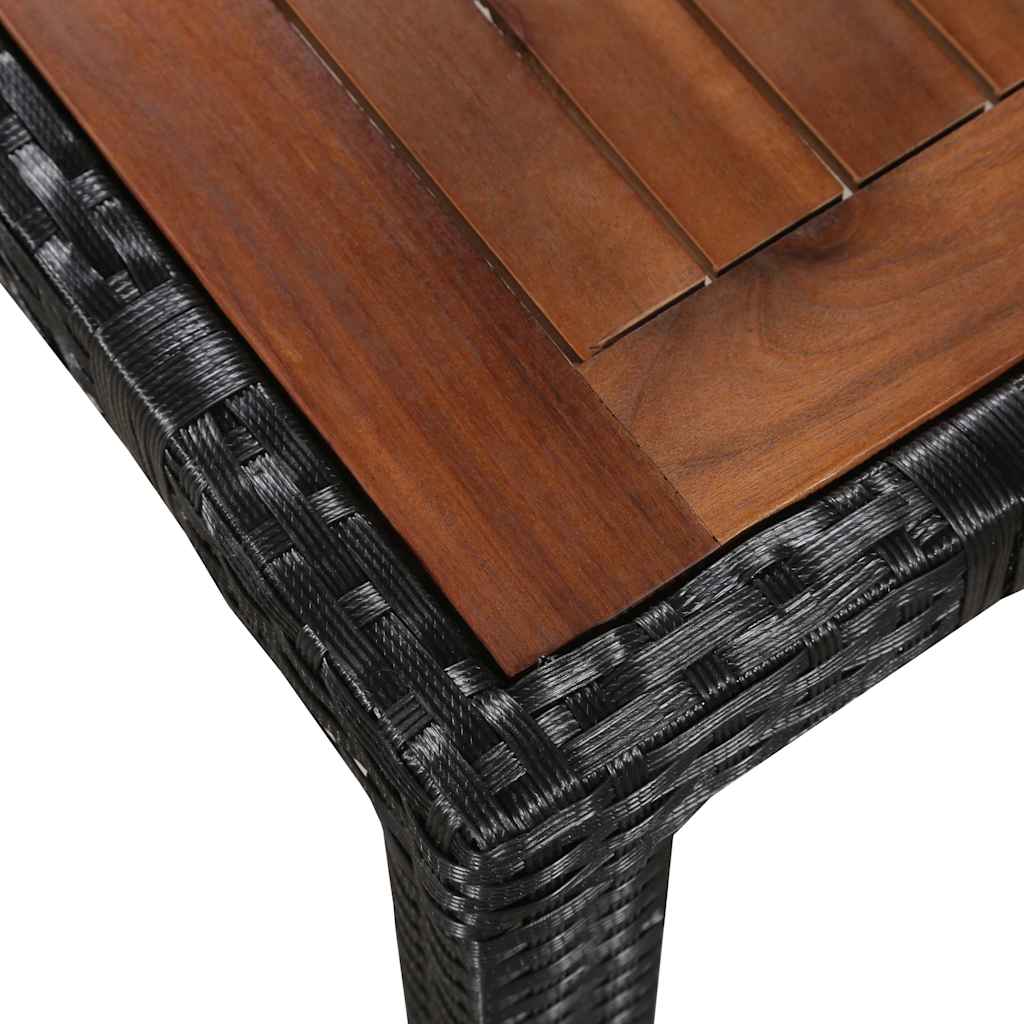 5 Pcs conjunto jantar exterior vime PE e madeira acácia preto