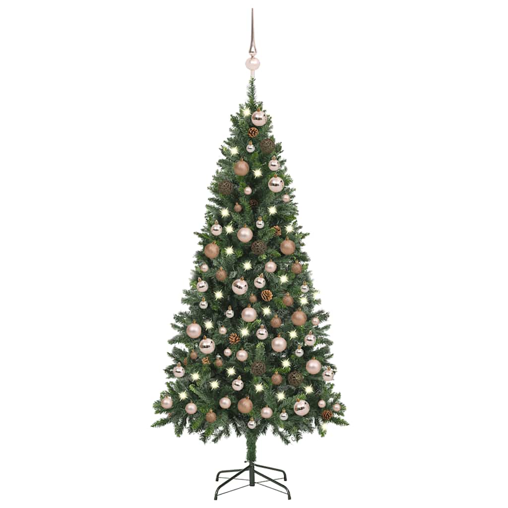 Árvore natal artificial pré-iluminada c/ bolas e pinhas 180 cm