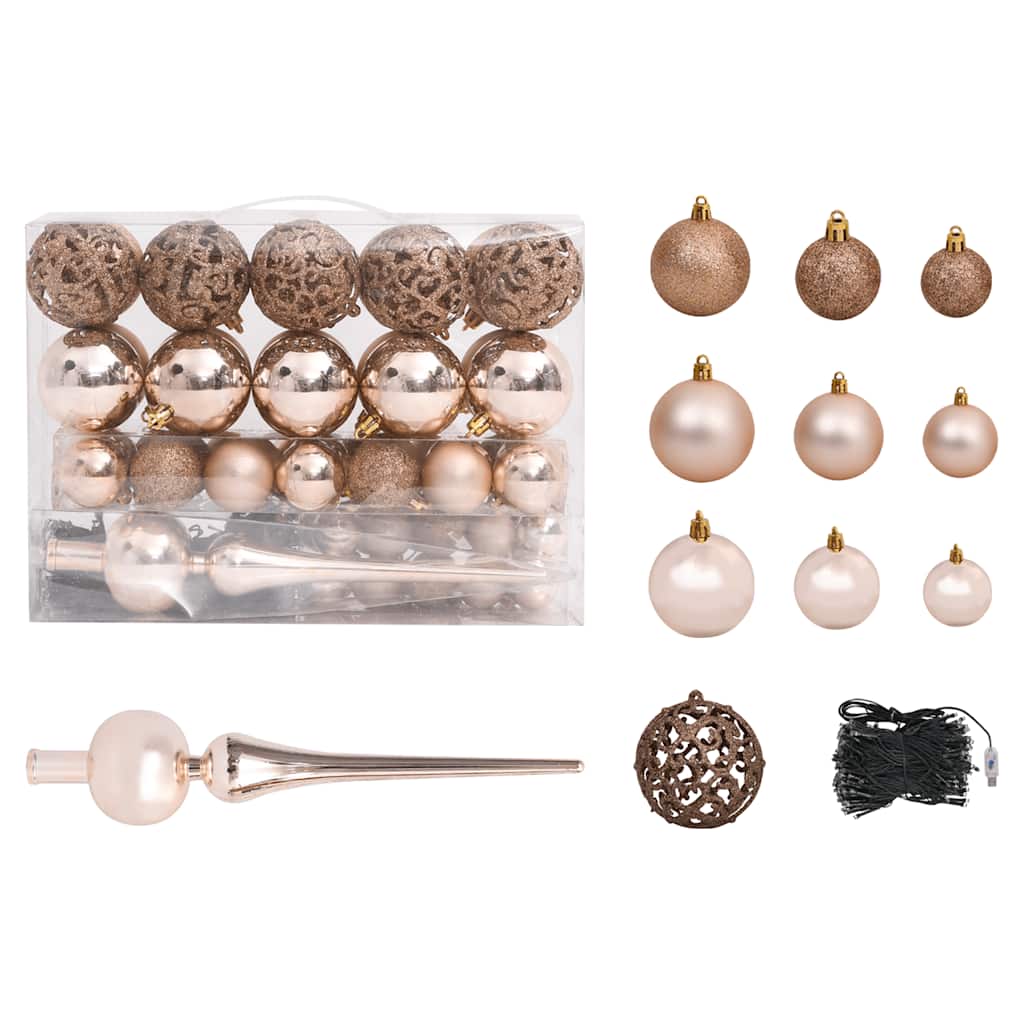 Árvore natal artificial pré-iluminada c/ bolas e pinhas 180 cm
