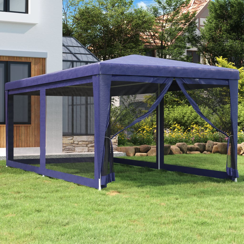 Tenda para festas c/ 6 paredes laterais em rede 3x6 m pead azul