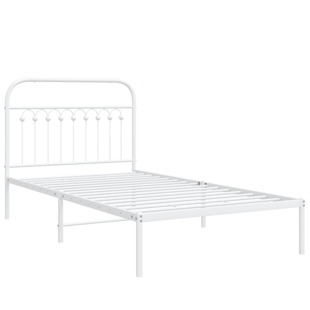 Estrutura de cama com cabeceira 100x200 cm metal branco