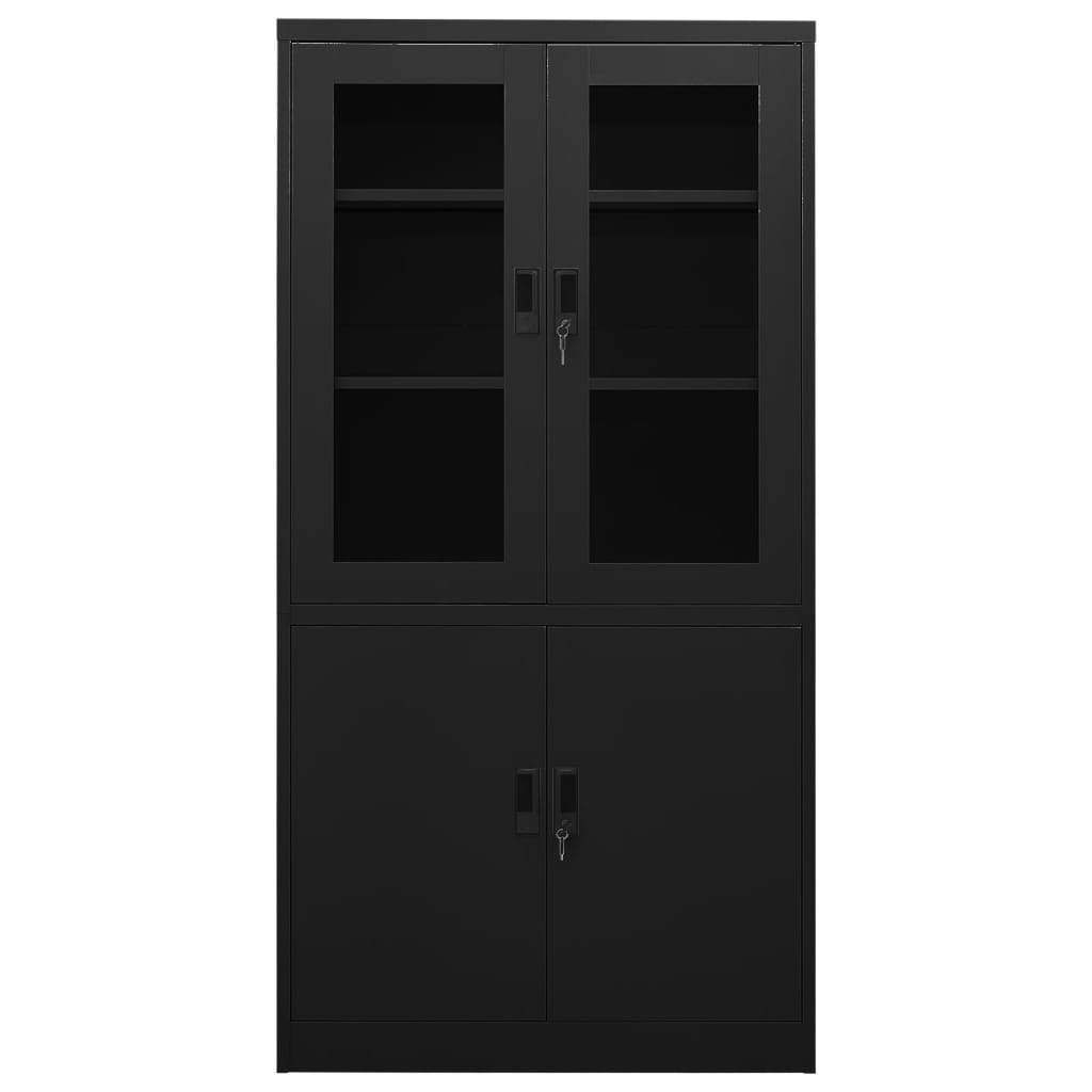 Armário de escritório 90x40x180 cm aço preto