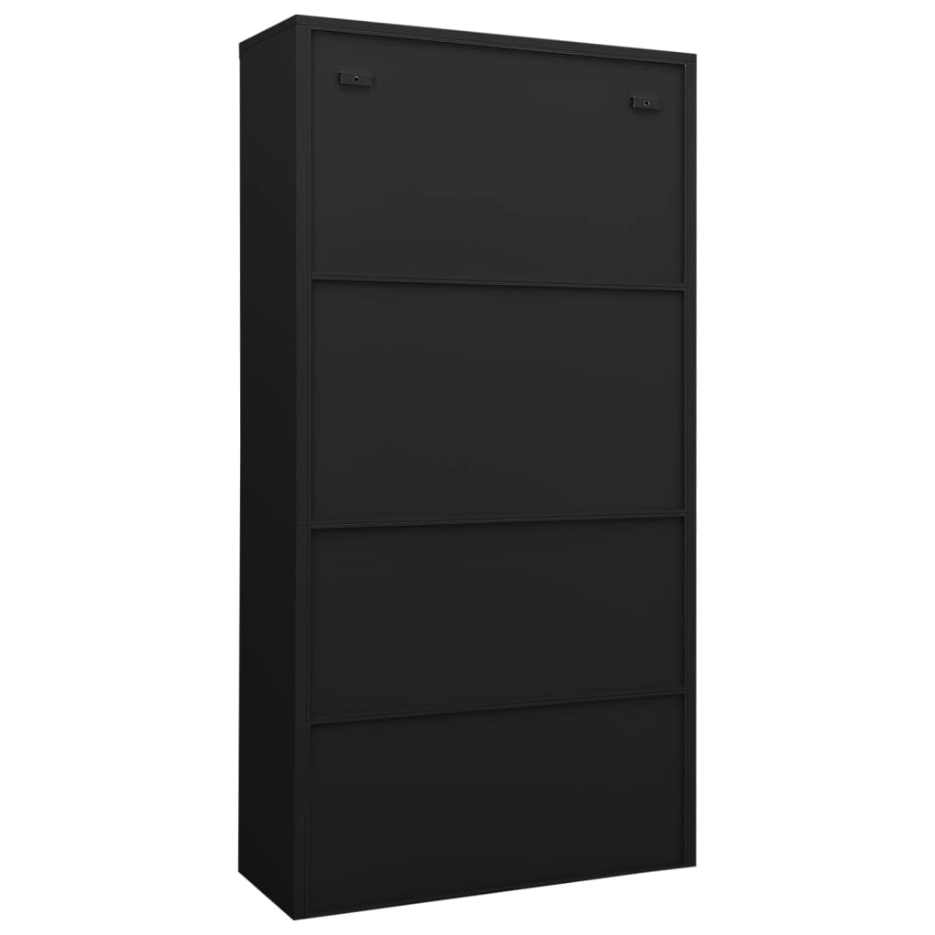Armário de escritório 90x40x180 cm aço preto