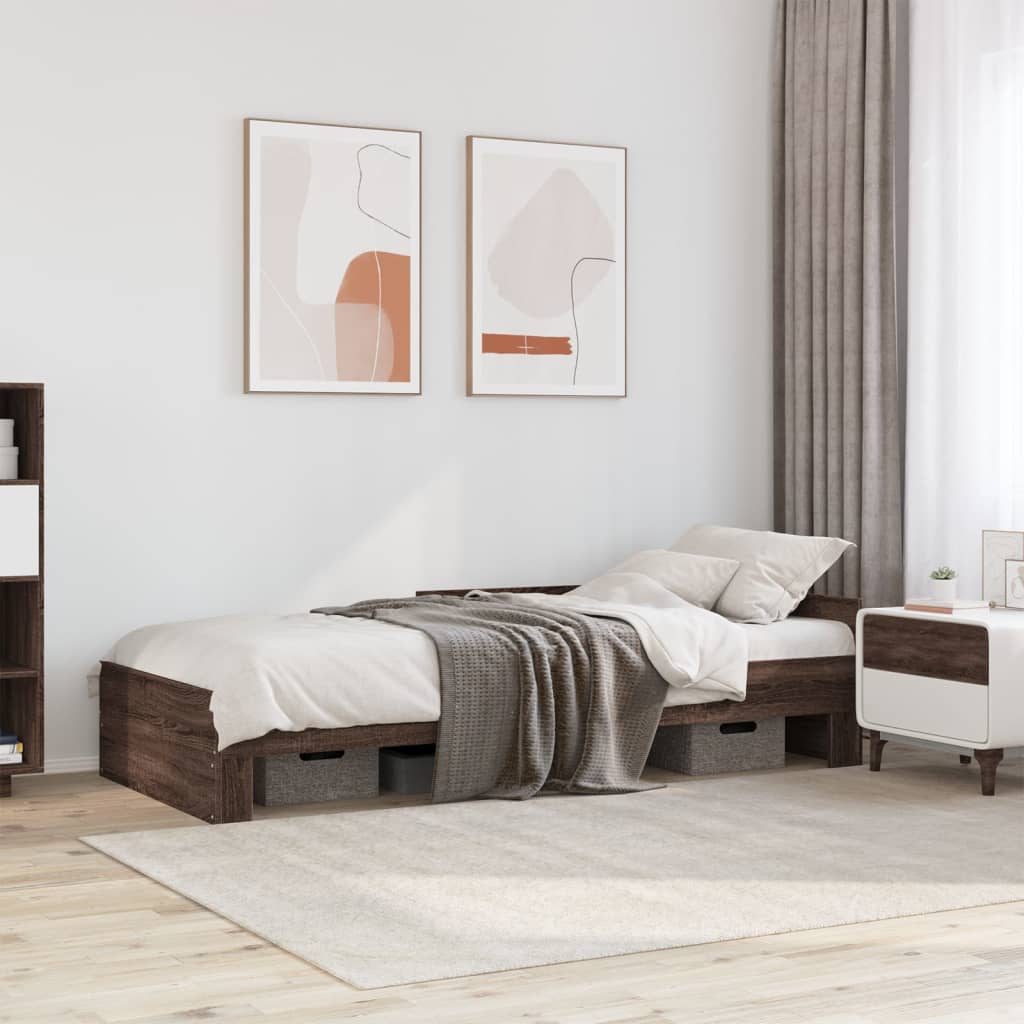 Estrutura cama s/ colchão derivados madeira carvalho castanho