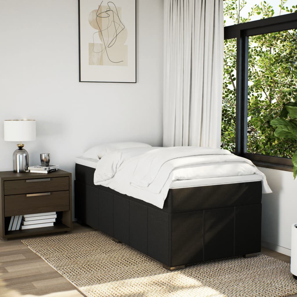 Cama com molas/colchão 80x200 cm tecido preto
