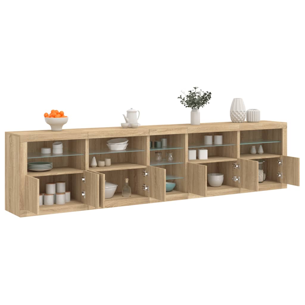 Aparador com luzes LED 283x37x67 cm carvalho sonoma