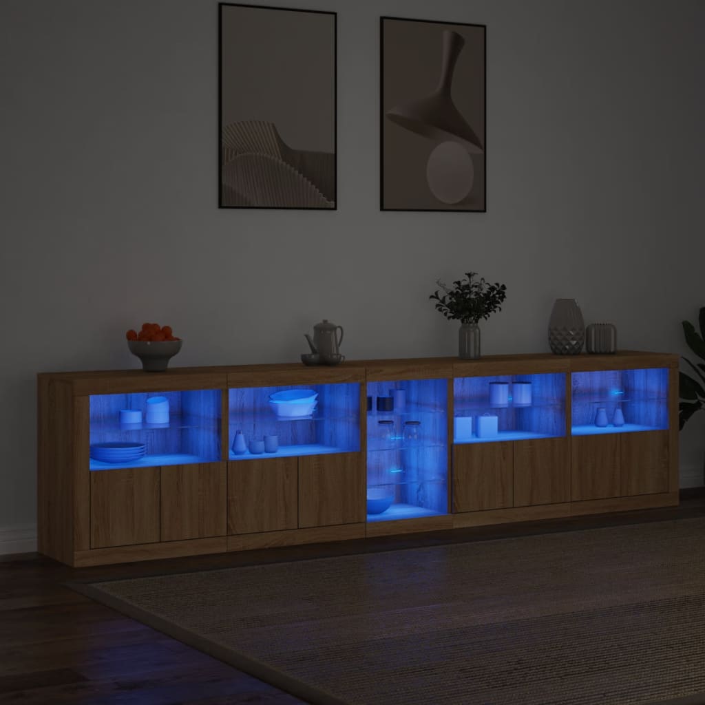 Aparador com luzes LED 283x37x67 cm carvalho sonoma